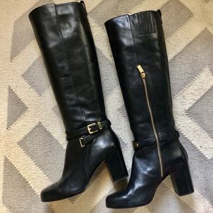 Michael Kors Black Knee High Stacked Heel Boots 7